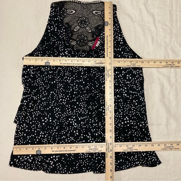 Julie's Closet Black and White Polka Dot Tiered Top | Lace Detail | Made in USA - Picture 2 of 10